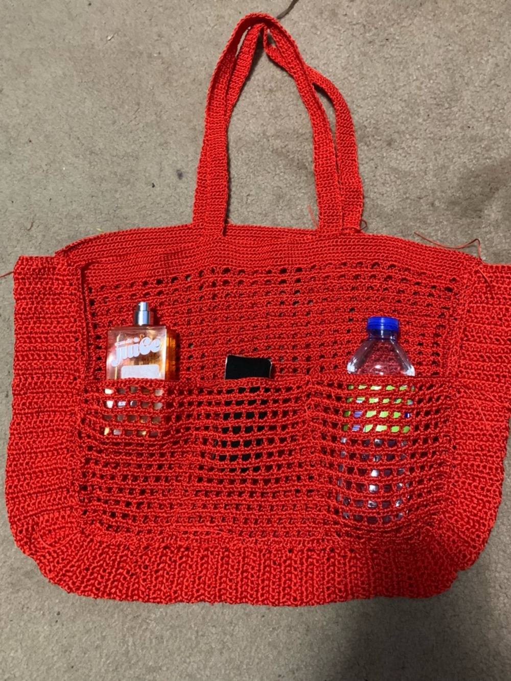 Handmade Red Crochet Tote Bag - Stylish Beach & Everyday Carry